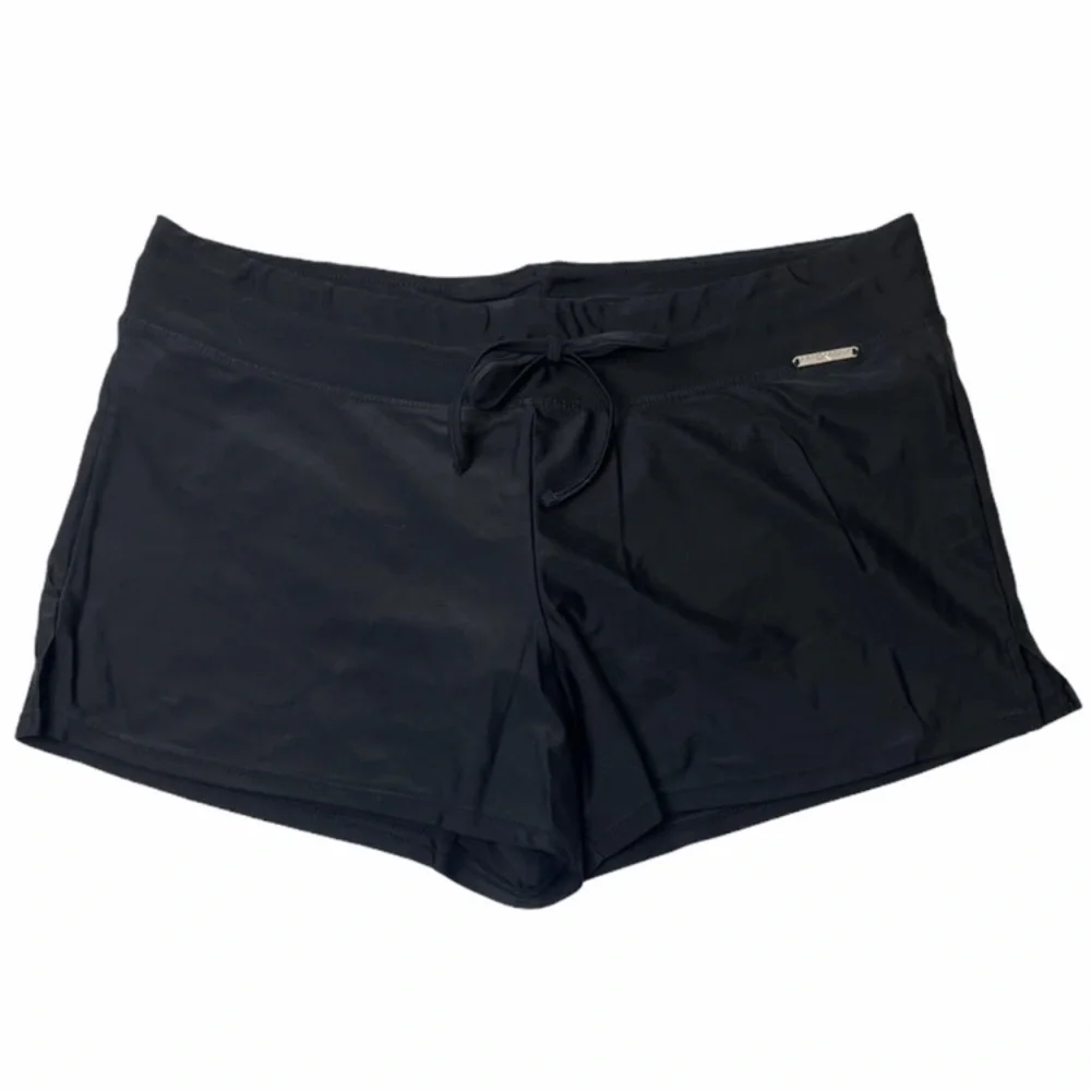 Black Athletic Shorts Tie Waist Gym Running Track Shorts Size 12 Medium Large